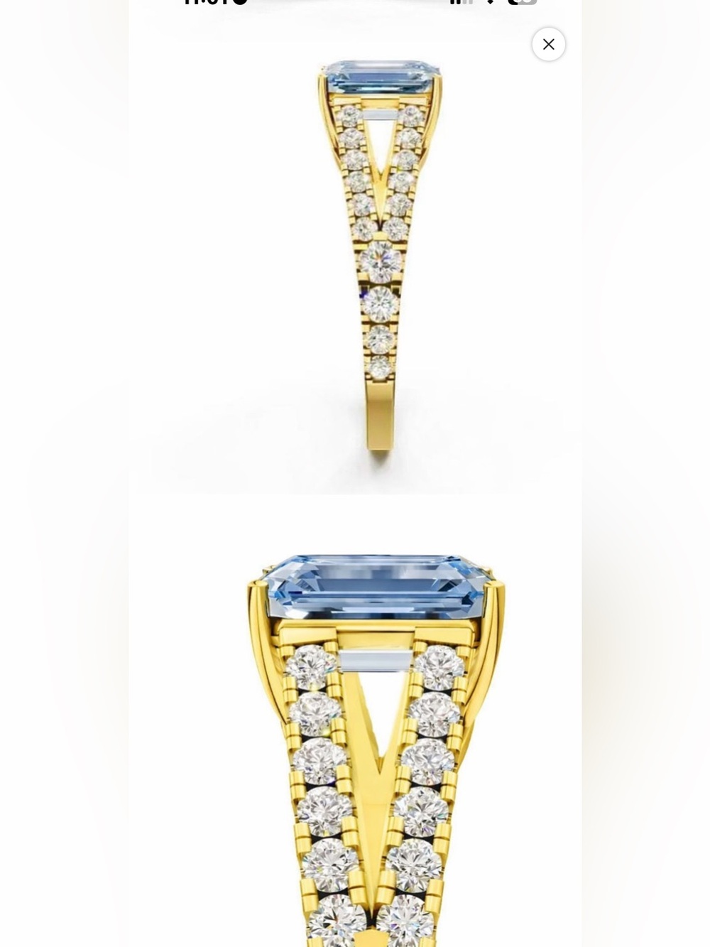 NEW 1.99 CT Fancy Intense Blue Emerald Cut Lab Diamond Ring 14K IGI SZ 6.75 💎 - Picture 5 of 6